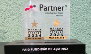 Melhor Fornecedor Partner 2024 e 2025 de Materiais pela InterCement Brasil